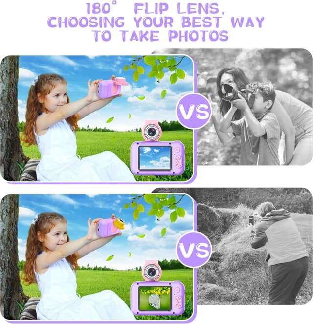 Detalle de ARNSSIEN X101 Kids Digital Camera Toy with 180° Flip Lens and 2.4in IPS Screen (32GB TF card included)