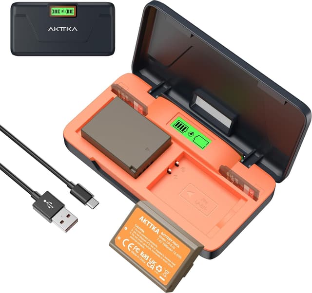 Detalle de AKTTKA LP-E10 Akku 1680 mAh Schnelllade-Set (20 W) inkl. Dual-Ladegerät für Canon LP-E10 / EOS 1100D bis 4000D