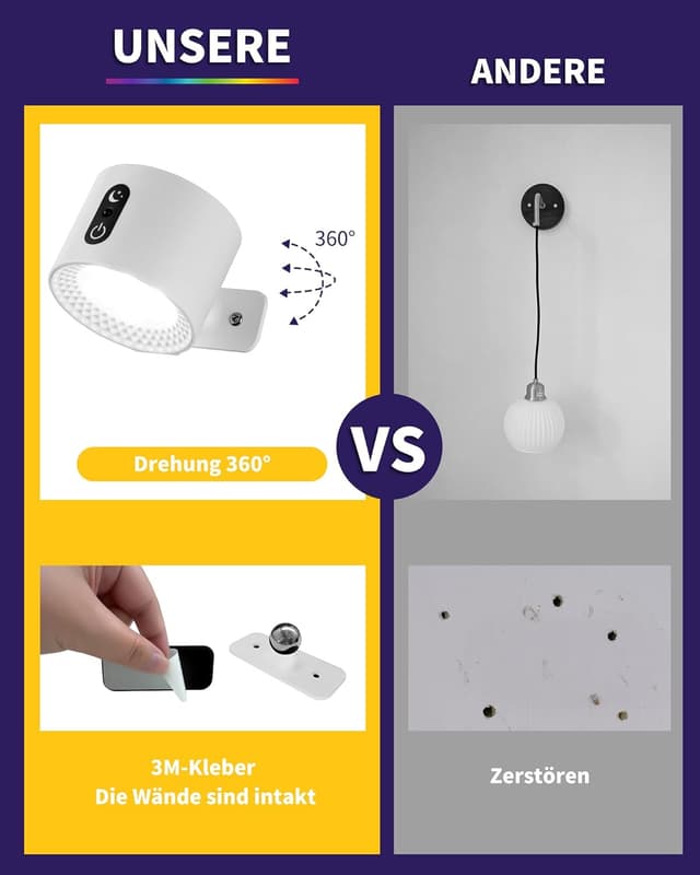 Thumbnail 3 de LuminexDesigns Lámpara pared LED regulable 360°