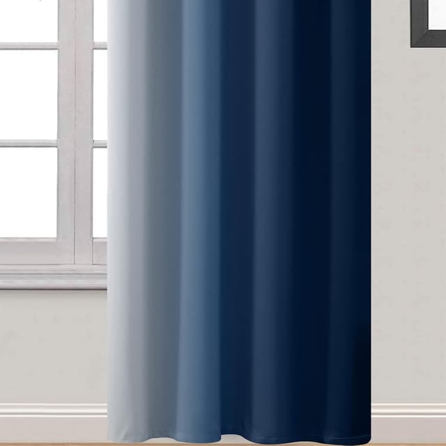 Detalle 2 de Yakamok Blue and Greyish White Ombre Blackout Curtains (2 Panels, 52x84 Inch)
