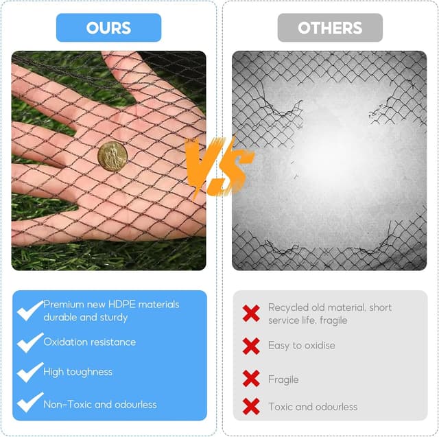 Detalle 2 de 4mx10m Teichnetz feinmaschig (15 mm x 15 mm) – robustes Vogel- & Laubschutznetz aus UV-beständigem HDPE