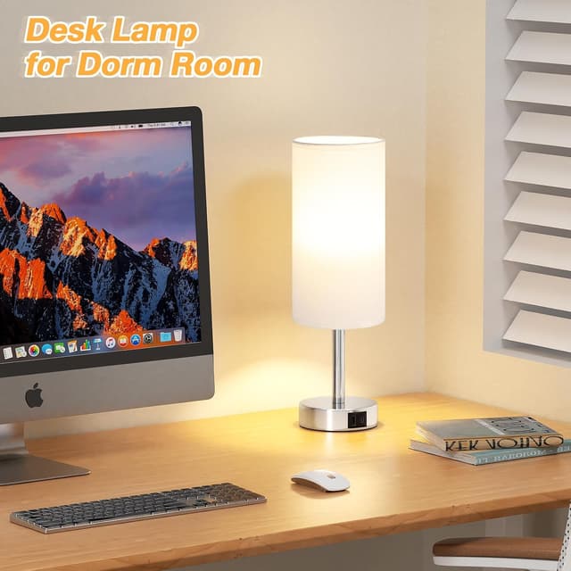 Detalle de Aooshine White Bedside Lamps Set of 2