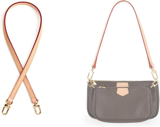 Detalle de Ersatz-Taschenriemen aus Vachetta-Leder von jiesinlov (Multi Pochette Zubehör) – 1,1 cm doppelte Schnalle, 60 cm Länge