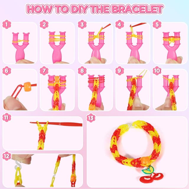 Detalle de URMYWO Loom Bänder Set (2800+), 32 Farben – Zubehör für Armbänder, Basteln & DIY