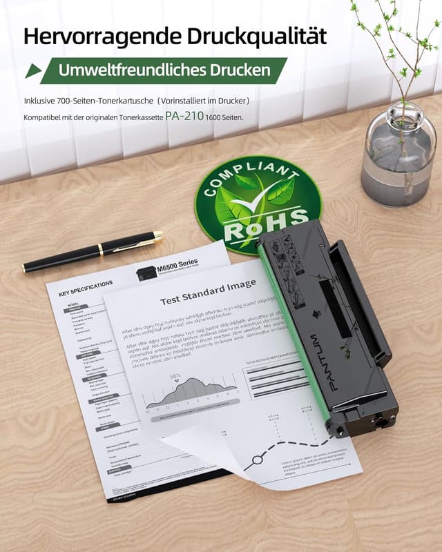 Detalle de PANTUM M6500NW Laserdrucker Multifunktionsgerät (WLAN, Scanner & Kopierer) für A4 bis 22 Seiten/Min in Schwarzweiß