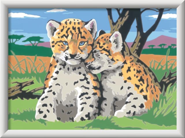 Detalle 1 de Ravensburger CreArt Cuccioli leopardo – Dipingere con i numeri (kit per bambini 9+ anni) con tavole e cornice