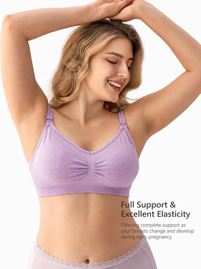 Detalle de HBselect 3 Pack Women’s Wireless Seamless Nursing & Maternity Bra with Removable Pads and Extenders