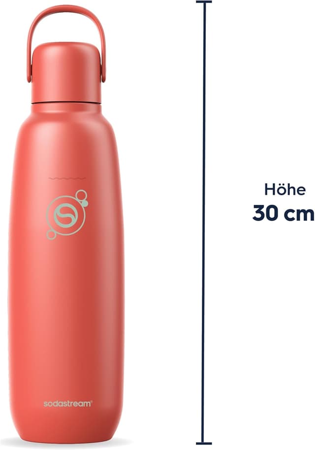 Detalle de SodaStream Fizz & Go Cool Edelstahl 0,9 l doppelwandige Sprudelgetränkeflasche (Papaya)