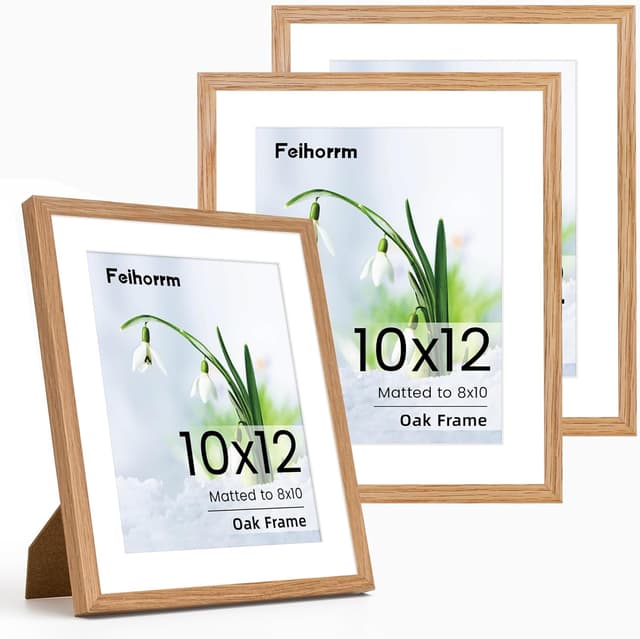 Detalle de 12x10 Oak Photo Frame Set of 3 with Real Tempered Glass (fits 12x10 or 8x10 with mat)