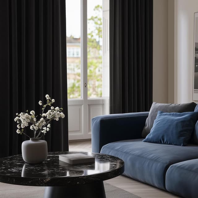 Detalle de Deconovo Eyelet Blackout Thermal Curtains (2 Panels) – Kitchen, Black, Ready to Hang