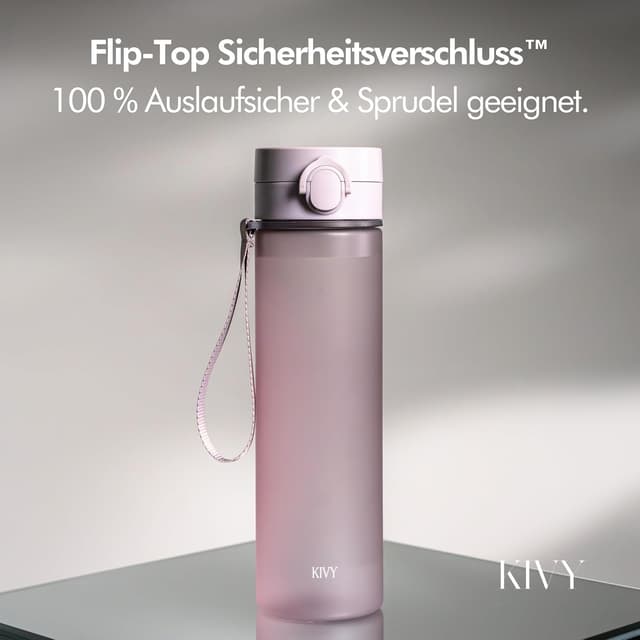 Detalle de KIVY Tritan Trinkflasche 1 l – auslaufsicher, kohlensäuregeeignet & einhändig zu öffnen