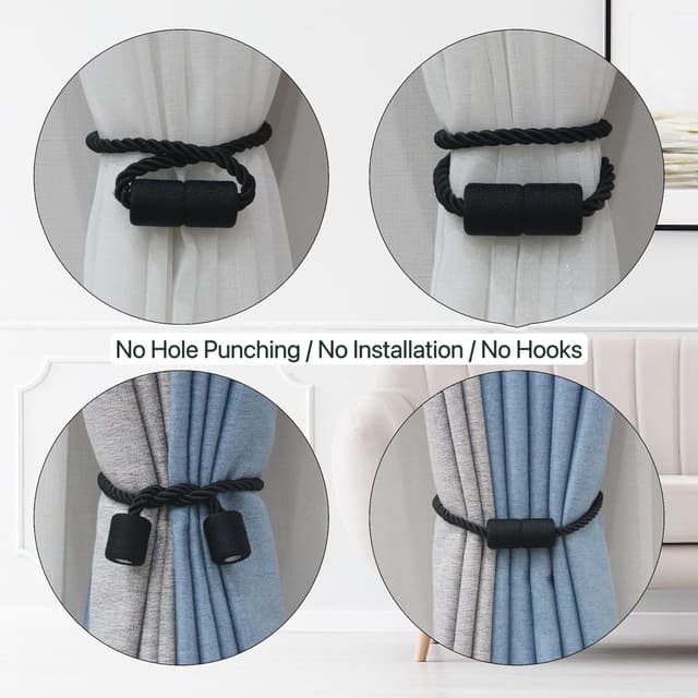 Detalle 2 de Pangogogo Vorhang Raffhalter 2 Stück Magnet