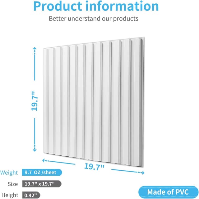 Thumbnail 2 de Art3d Slat Wall Panel 12 tiles, 19.7 in 📐