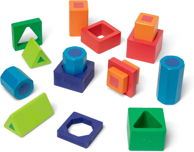 Detalle 2 de Melissa & Doug Sortierset für aufeinanderfolgende Formen – Holzspielzeug mit 18 Klötzen