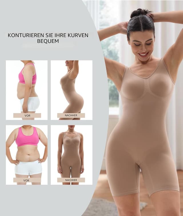 Detalle 2 de SHAPERX Shapewear Damen Bauchweg Body Shaper Overall-Shorts für Bauchkontrolle und glättende Oberschenkel