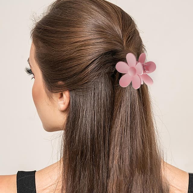 Detalle 2 de HBselect 8er-Set Haarklammern mit Greifclips (Blume/ Kralle) – rutschfeste Haarspangen für dickes Haar