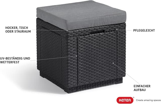 Detalle 2 de Allibert by Keter Cube Hocker 42x42x39 cm