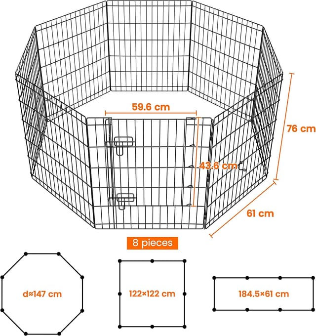 Detalle 2 de Yaheetech Welpenlaufstall 76 cm hoch für 8 Teile
