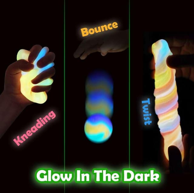 Detalle de WATERELF Glow in the Dark Putty Slime Putty Tin (Pink/Yellow/Orange) for Kids, Teens, and Adults