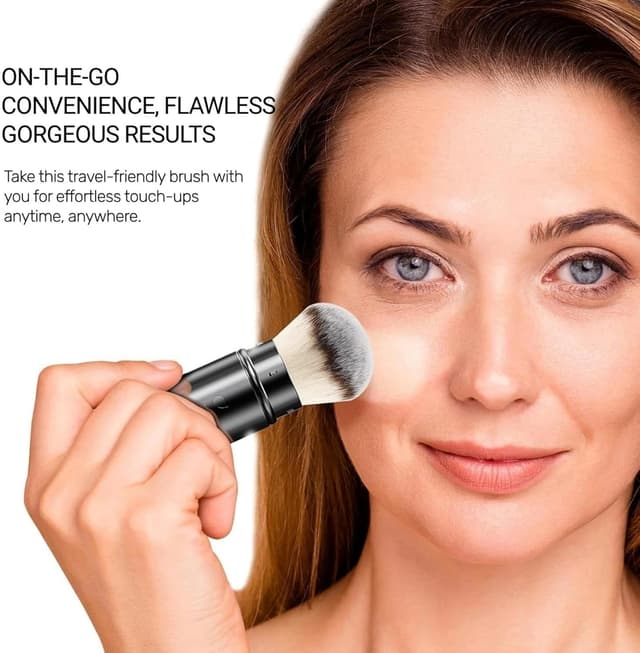 Detalle de DUcare Foundationspinsel: teleskopierbarer Kabuki-Make-up-Pinsel mit Deckel für Foundation & Puder