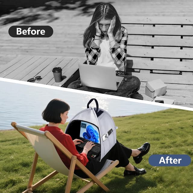 Thumbnail 6 de HoYiXi Universal Foldable Laptop Sun Shade & Privacy Shield (Grey) for 13–16 inch laptops