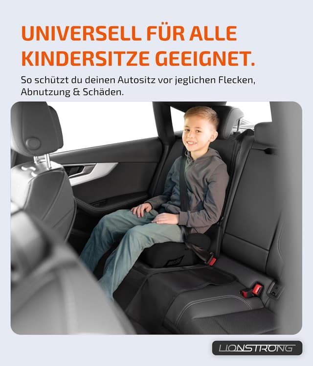 Detalle 2 de LIONSTRONG Kindersitzunterlage XL Schutz, Schwarz