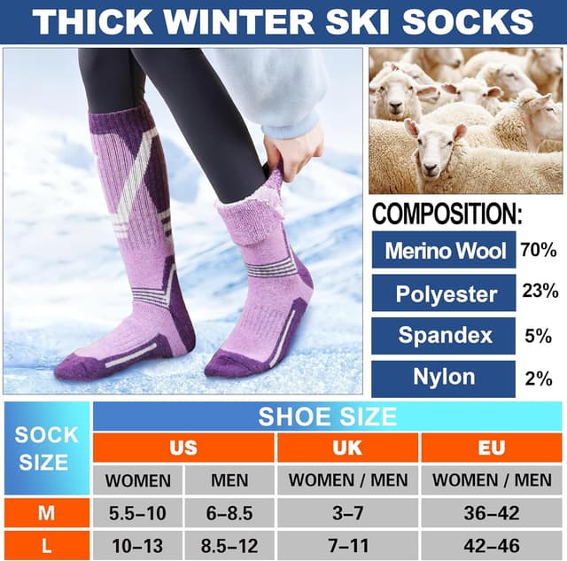 Thumbnail 5 de Merino Wool Ski Socks 3-Pack (Knee High)