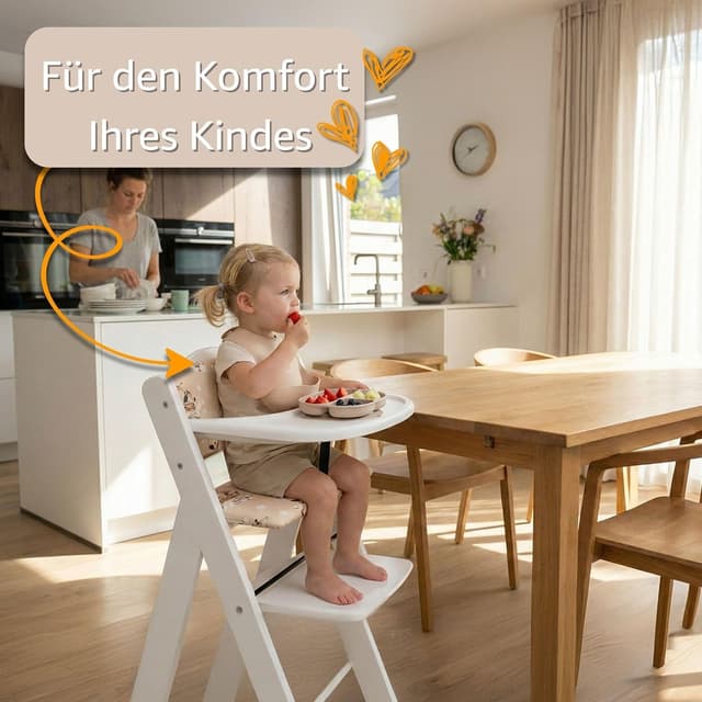 Detalle de Sitzverkleinerer für Hochstuhl Baby Sitzkissen, 2-teilig – Kinder-Sitzauflage mit hydrophoben Stoff (Oeko-Tex), Grau