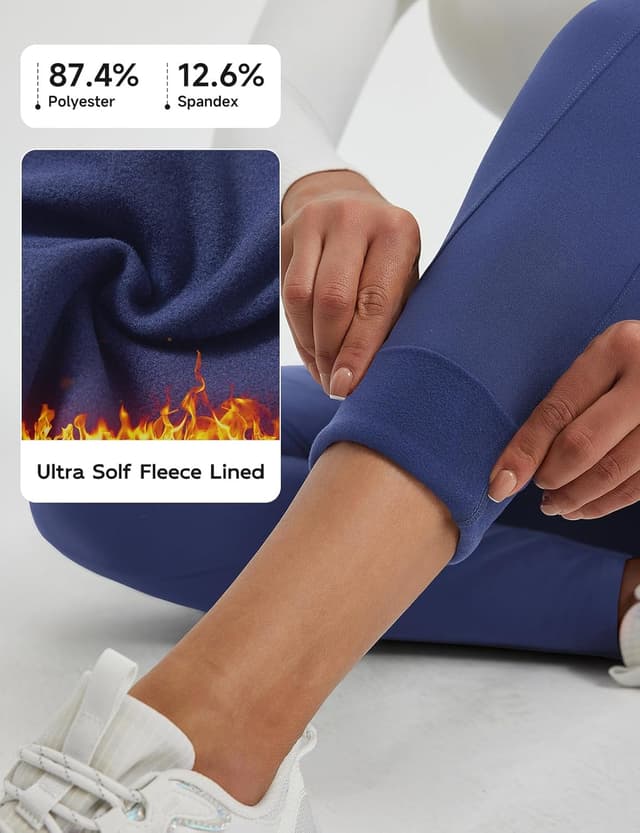Detalle de baleaf Women’s Thermal Fleece Lined Leggings with High Waist & Cross Pockets for Winter Running