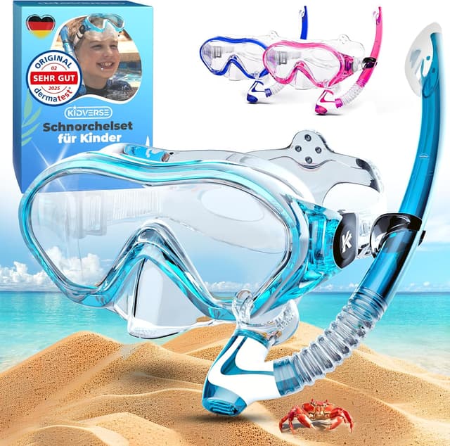 Detalle de KIDVERSE Taucherbrille Kinder (ab 5 Jahren) mit Schnorchel-Set und Nase – CE & Dermatest geprüft