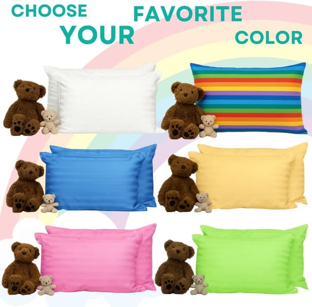 Detalle de Kinder Fluff Kids Pillow (lot de 2) 16x24 pouces – Oreillers pour enfants dès 7 ans, coton 300T, garnissage fibre alternative