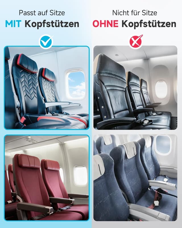 Thumbnail 6 de Umisleep Nackenkissen Flugzeug mit 3D-Schlafmaske und Memory Foam – 360°-Stütze für Kopf & Nacken, Schwarz
