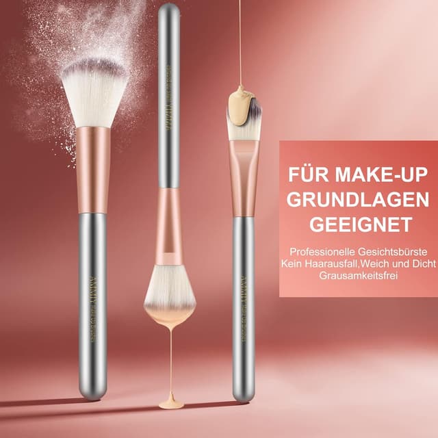 Thumbnail 1 de Nestling 18-teiliger Make-up-Pinsel-Set mit Roll-Up PU-Ledertasche und Holzgriffen