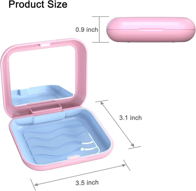 Detalle de BVN Retainer Case with Mirror – Square retainer box for aligners, mouth guards and retainers (Pink)