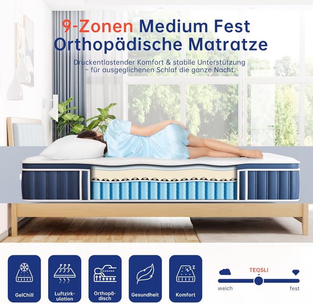 Thumbnail 5 de TeQsli Gel Federkernmatratze 90x200