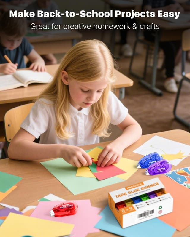 Detalle de Marsrock Glue tape roller 6-pack double-sided craft tape rollers (8mm x 9m)