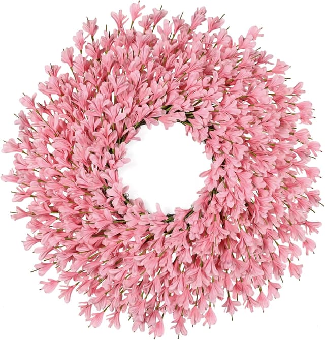 Detalle de 26 Inch Pink Forsythia Spring Wreath