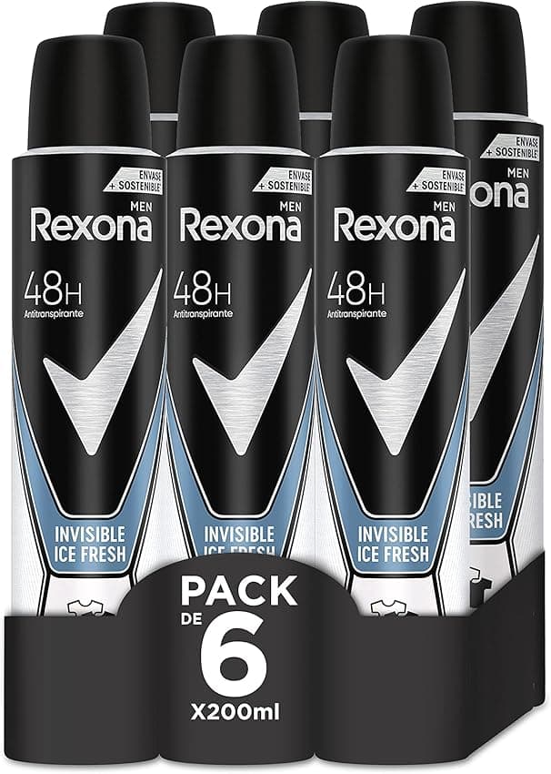 Imagen de Rexona Invisible Ice Desodorante Aerosol Hombre 200ml - Pack 6 en OfertitasTOP