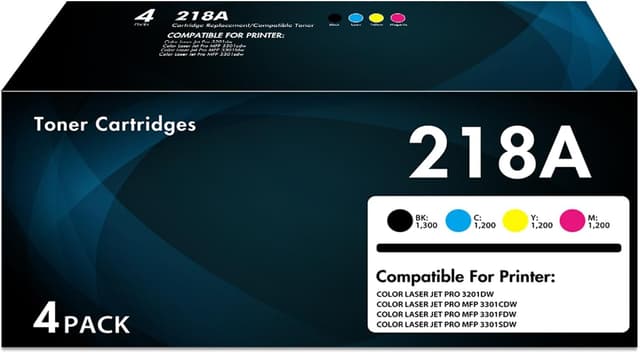 Detalle de PRINKUS 218A Toner Cartridges 4-Pack with Chip for HP Color LaserJet Pro MFP 3301fdw / 3201dw