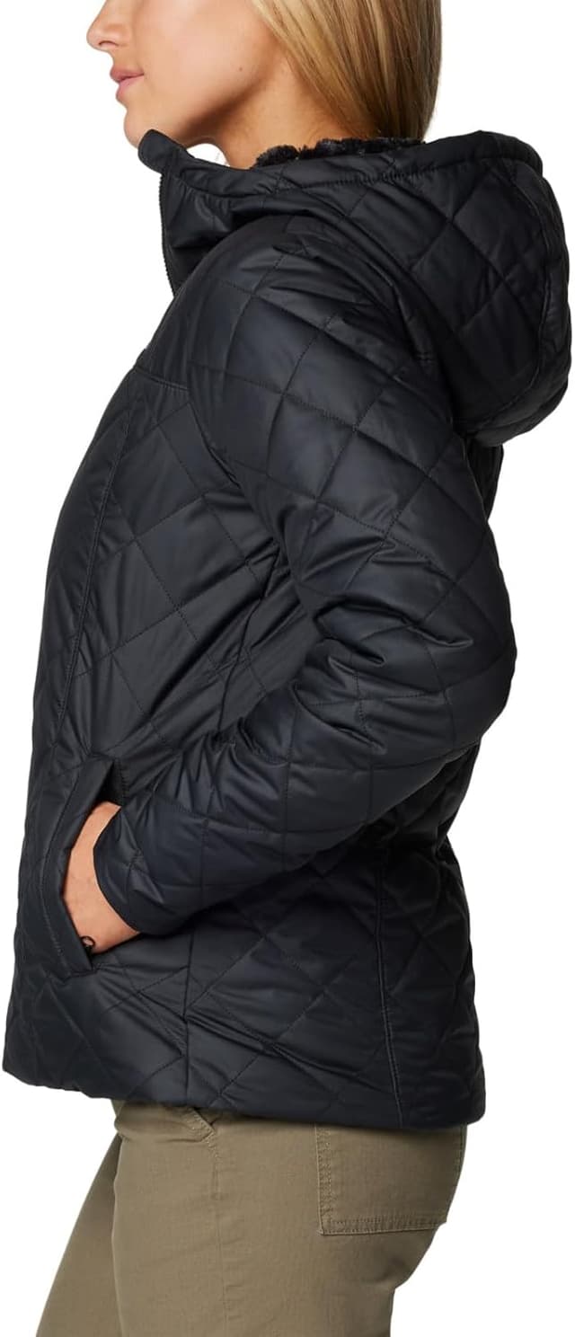 Detalle de Columbia Damen Copper Crest II Kapuzenjacke (Black, Größe XL) – mit synthetischer Daunenisolierung