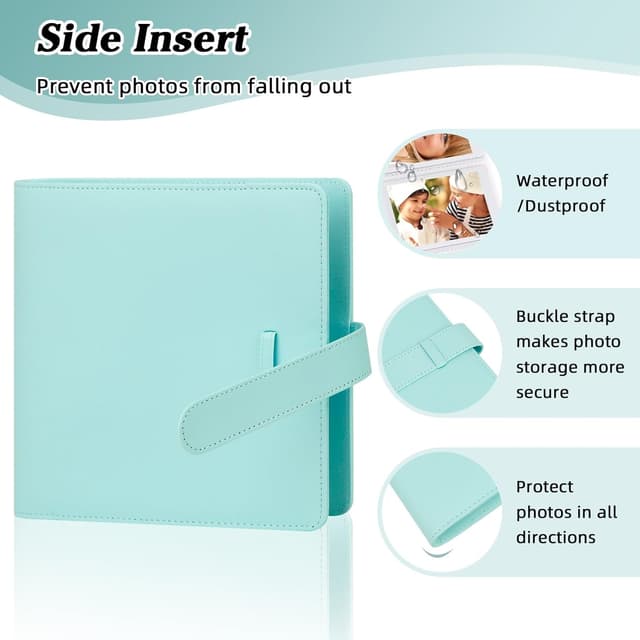 Detalle de 360-Fach Fotoalbum für Fujifilm Instax Mini & Polaroid Snap – 86x54-mm Sofortbildalbum mit transparenter Hülle (grün)