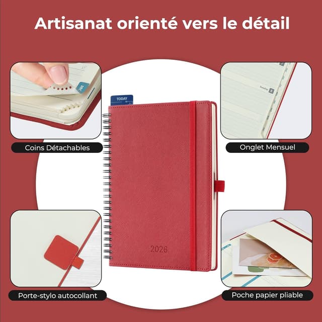 Detalle 2 de IN-LUXPRO Agenda 2026 A5 rouge 21,9x16,4