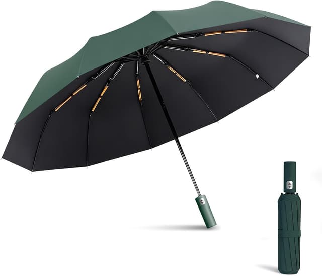 Detalle de Exquisgoods 24K Strongest Windproof Travel Compact Umbrella – automatic, compact and UPF 50+ protection