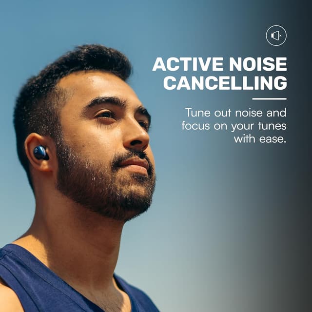 Detalle de Raycon Fitness Bluetooth True Wireless Earbuds (Blue) with Built-in Mic, IPX 7 and up to 54 hours