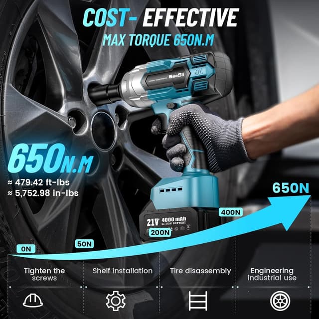 Thumbnail 1 de Seesii WH700 1/2" Impact Wrench — 479 Ft-lbs