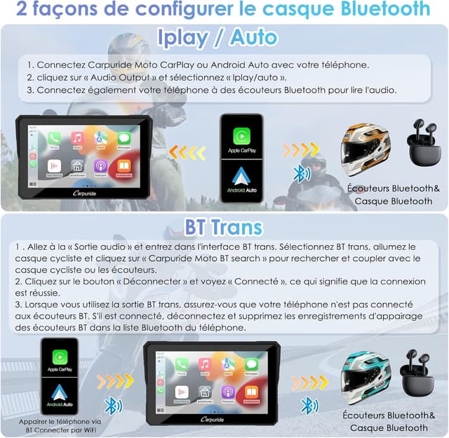 Thumbnail 2 de Carpuride W702 écran GPS moto 7" avec CarPlay sans fil