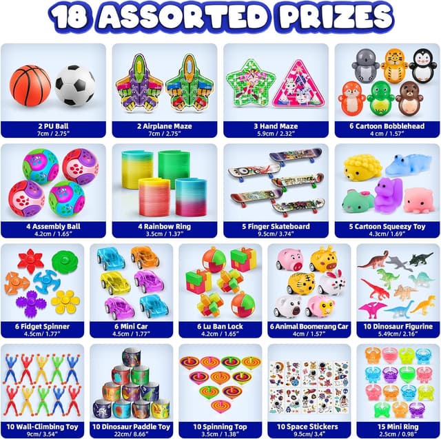 Detalle de Amy&Benton — Lot de 120 pièces de cadeaux anniversaire enfants (bracelets, toupies, pinata et pochettes surprise)