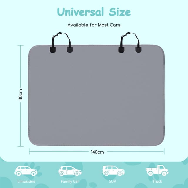 Detalle de Nobleza Autoschondecken für Hunde – wasserdichte, rutschfeste Rücksitz-Sitzabdeckung (Universal, 140 × 110 cm), Grau