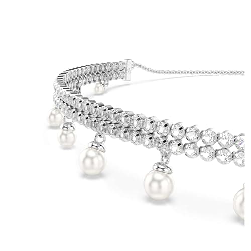 Thumbnail 3 de Swarovski x Ariana Grande Gargantilla, Dos Hileras de Cupchain Zirconia Transparentes en Talla Redonda Engastadas, con Crystal Pearls como Toque Final, Baño de rodio, Blanca