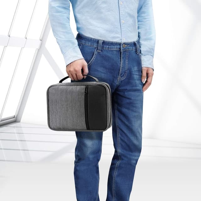 Detalle de FINPAC Étui de protection pour Bible taille standard avec poignée et poche zippée, gris/noir